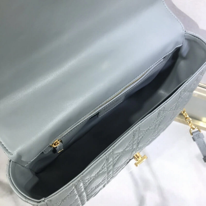Back pock Dior Large Caro Bag Grey Supple Cannage Calfskin - Image 10