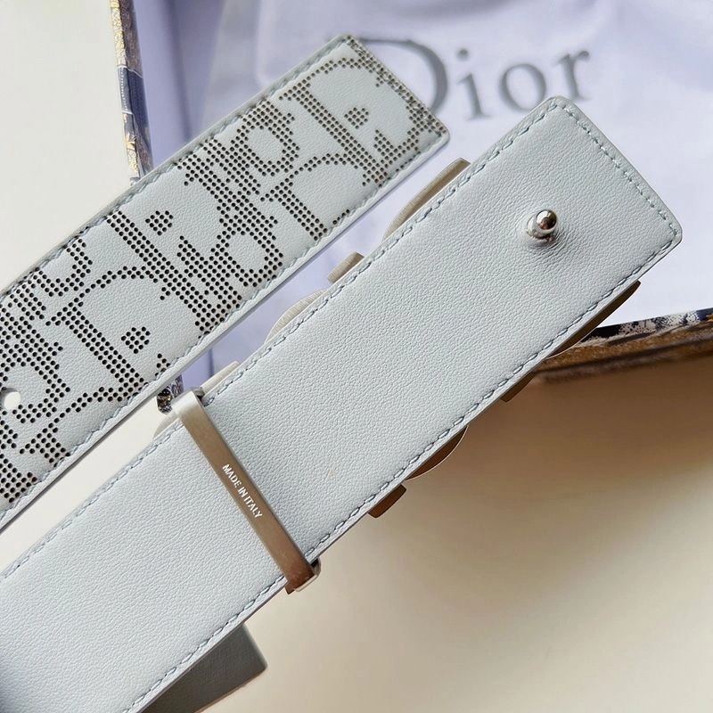 Dior Italic Buckle Reversible Belt Oblique Galaxy Leather White - Image 4
