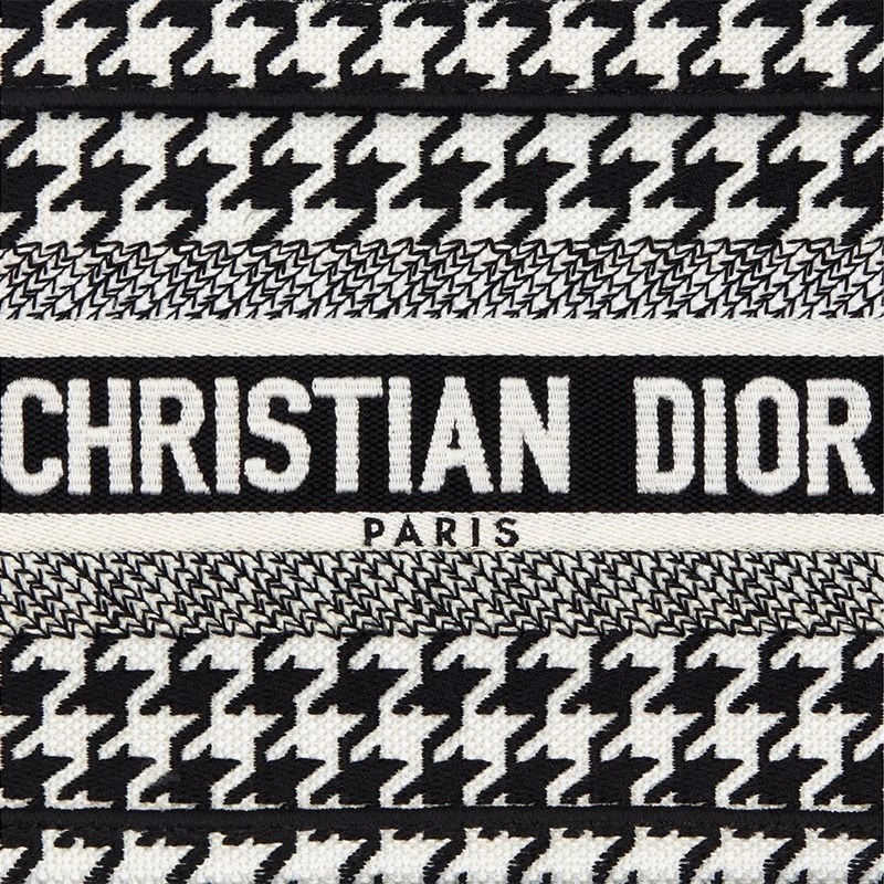 Mini Dior Book Tote Macro Houndstooth Motif Canvas Black - Image 5